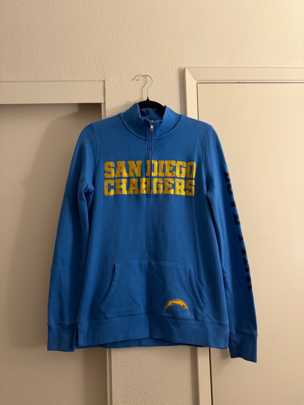 PINK Victoria's Secret Blue & Yellow San Diego Chargers Half-Zip Sweatshirt
